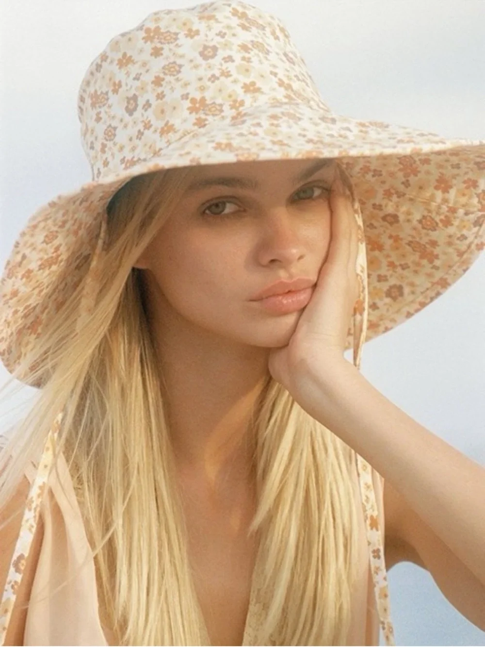 Lack of Color Holiday Bucket Hat in Floral Pattern with Chin Ties